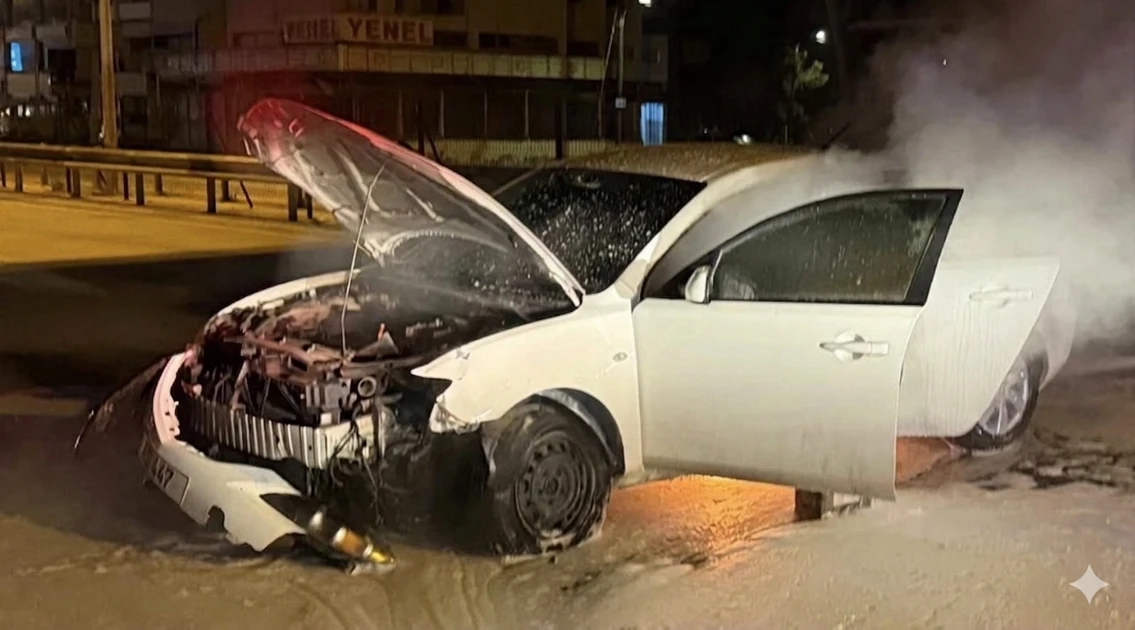 На трассе Лефкоша –Гюзельюрт автомобиль загорелся после аварии, водитель скрылся